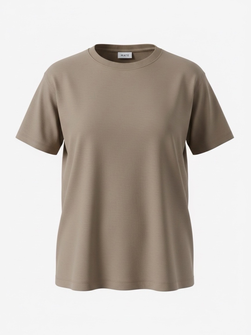 MATE the Label Short-Sleeve Crewneck Tee in Taupe